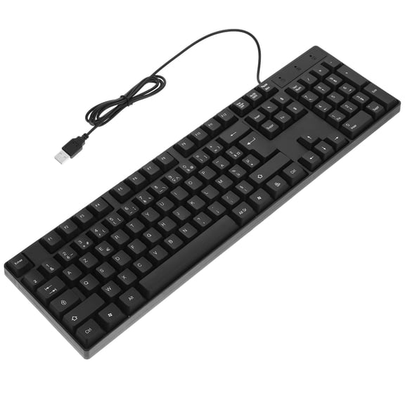 Amosfun Full Size USB Wired Keyboard Black for Desktop and Laptop with Built in Number Pad