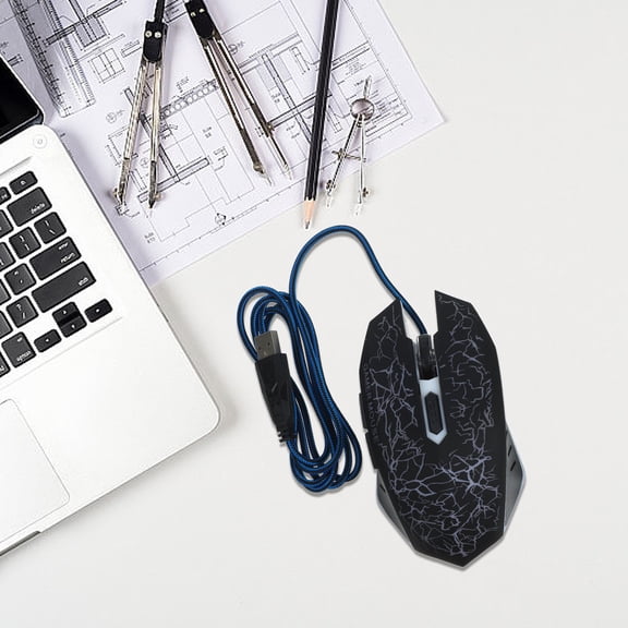 Amosfun Black Optical USB Mouse with Anti Skid Roller and Built in Light Ergonomic Design for Computer Use