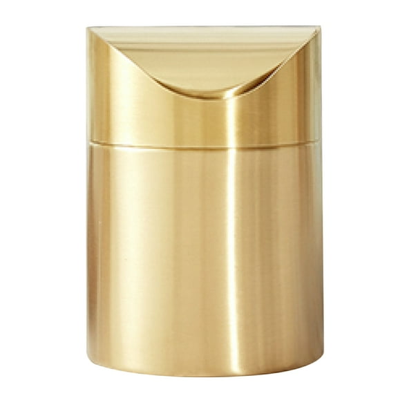 Amosfun Golden Luxury Stainless Steel Desktop Waste Basket for Office and Vehicle