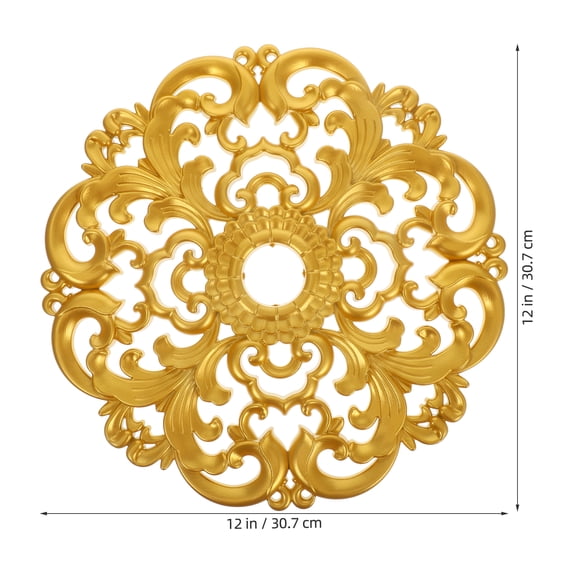 Amosfun Decorative Plastic Ceiling Medallion Set, Golden Finish, Elegant Round Design for Home and Office Decor