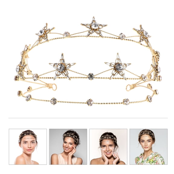 Amosfun Golden Bridal Crown with Rhinestones Lightweight Durable Wedding Hair Decor for Special Events