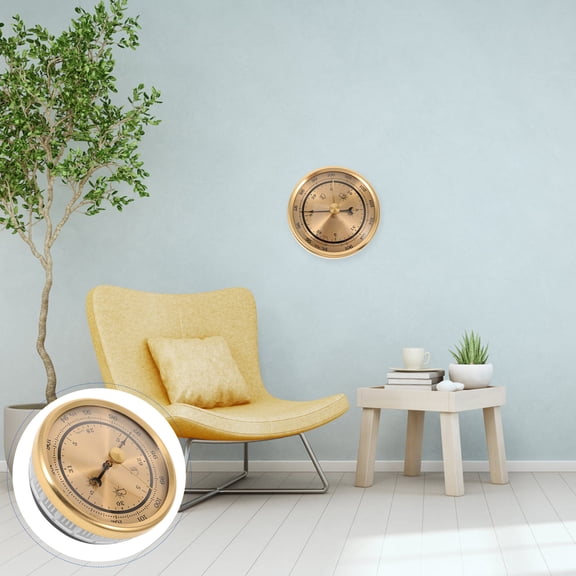 Amosfun Golden Portable Barometer with Thermometer and Hygrometer for Accurate Home Weather Forecasting