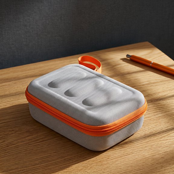 Amosfun Grey Eva Zippered Storage Case for Story Machine Protective Bag with Hand Strap and Organizer