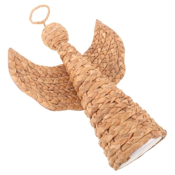 Amosfun Woven Angel Figurine Light Brown Straw Foam Rustic Farmhouse Tabletop