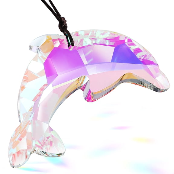 Amosfun Dolphin Crystal Prism Sun Catcher Ornament for Window Hanging, Home Decor and