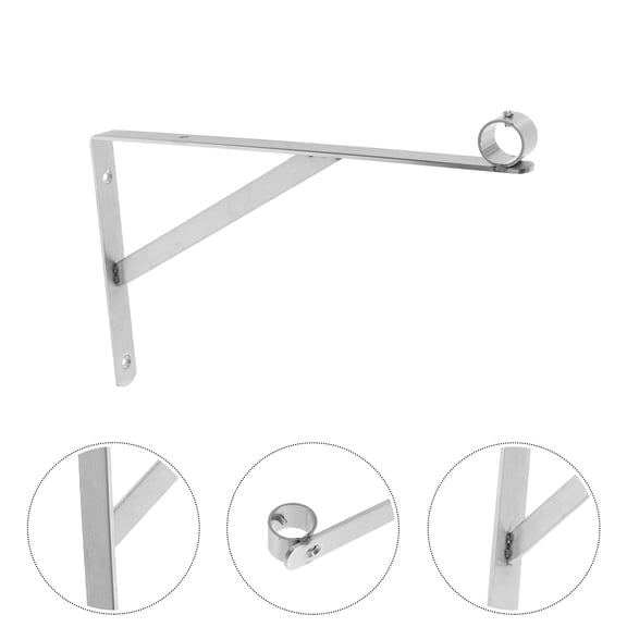 Amosfun Heavy Duty Stainless Steel Closet Rod Holder with Extended Side Mount for Clothes Hanging