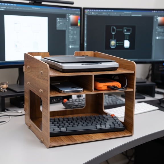 Amosfun Home Office Printer Stand with Easy Assembly and Multi Purpose Desktop Storage Rack