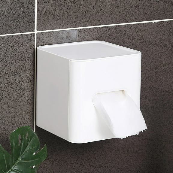 Amosfun White Plastic Tissue Box for Roll Paper Home Decor and Storage