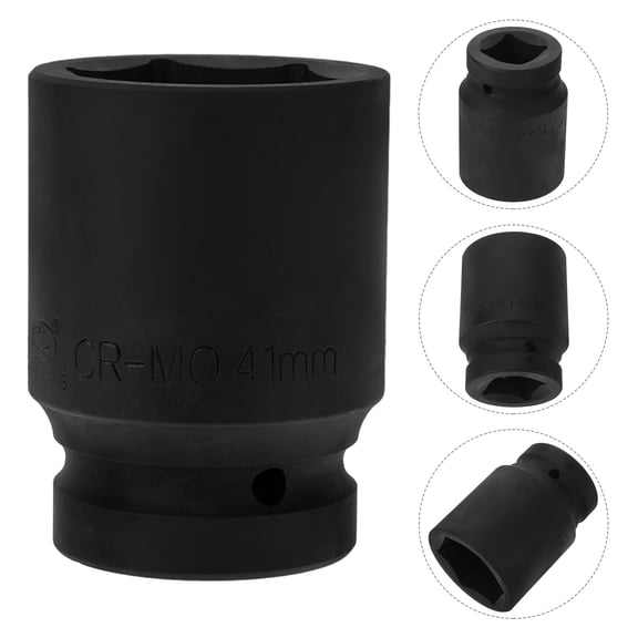 Amosfun Impact Socket 1 Inch Drive Alloy Steel Double Headed for Auto Repair Use Black