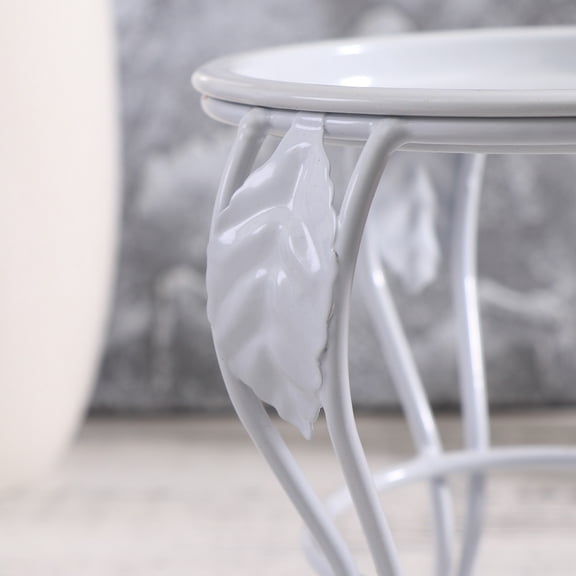 Amosfun White Metal Plant Stand for Indoor and Outdoor Use with Double and Foot Pads