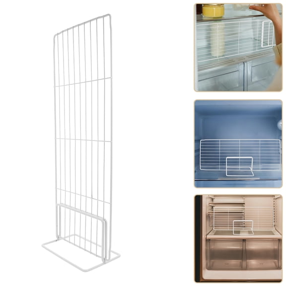 Amosfun White Iron Wire Fridge Divider and Freezer Organizer Set for Efficient Space Saving Kitchen Storage