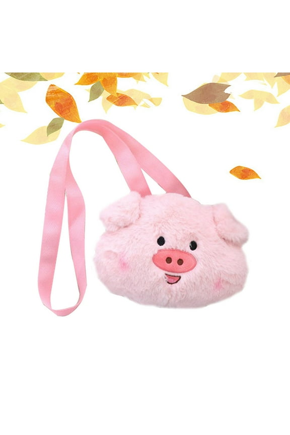 Pink Plush Pig Crossbody Bag Lightweight Fashionable Messenger Purse