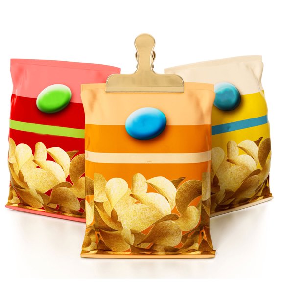 Amosfun Kitchen Bag Clips 4Pcs Golden Stainless Steel for Food Storage Fresh Keeping