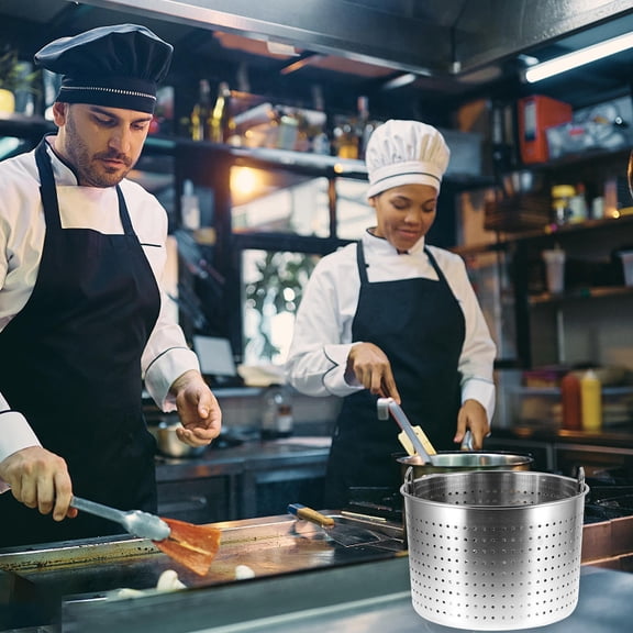 Amosfun Large Stainless Steel Crawfish Pot with Leaky Basket for Boiling and Stewing