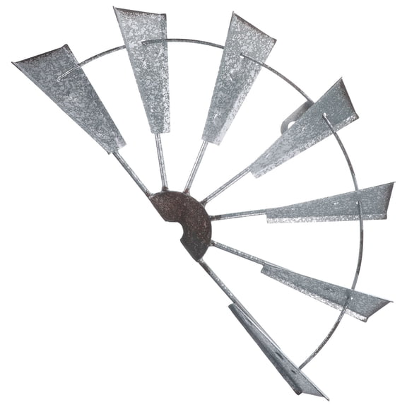 Amosfun Light Grey Metal Half Windmill Wall Decor for Rustic Farmhouse and Interior Decoration