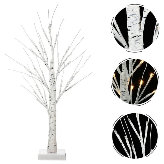 Amosfun LED White Birch Tree Lamp for Home Decor Table Lighted Bonsai Tree with Bendable Branches