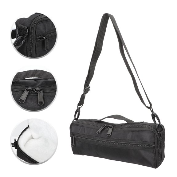 Amosfun Black Piccolo Storage Bag Lightweight Canvas Case Portable Holder for Musical Instruments