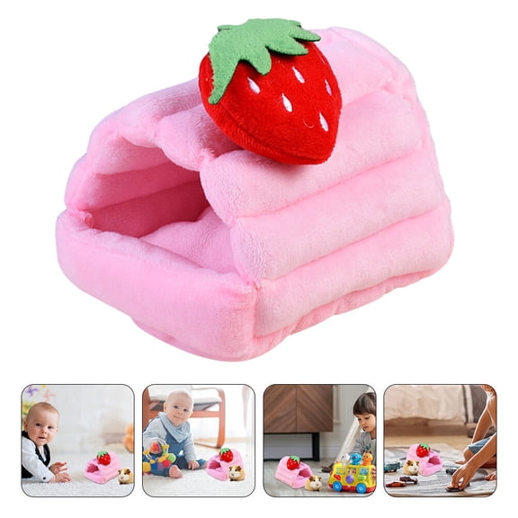 Amosfun Lightweight Pink Pet Rest Bed with Semi Enclosed Design for Hamsters and Small Pets