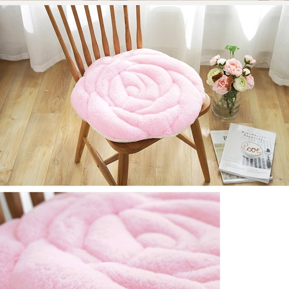 Amosfun Lovely Pink Rose Flower Cushion Thicken Design for Living Room Bedroom