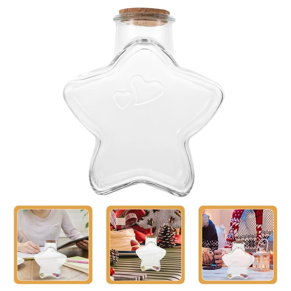 Amosfun Decorative Transparent Glass Jar with Cork for Paper Stars and Craft Accessories