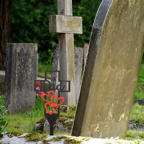 Amosfun Metal Cemetery Cross Stake Outdoor Decorative Garden Ornament Lightweight Durable Iron