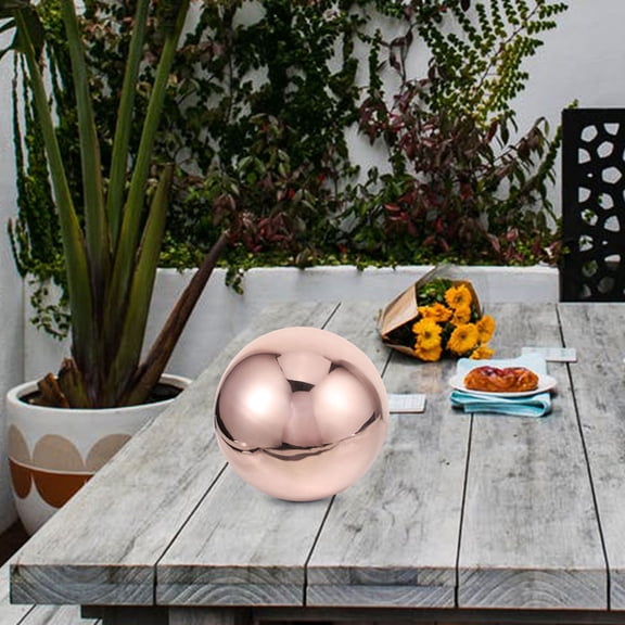 Amosfun Metal Garden Spheres Gazing Globe Mirror Ball Reflective Sphere Rose Gold 1Set