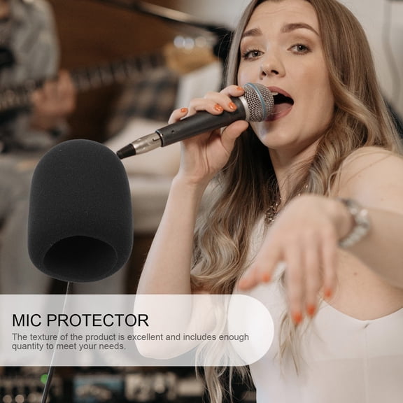 Amosfun Mic Protector Black Sponge Cover Practical Microphone Accessory with Windproof Design