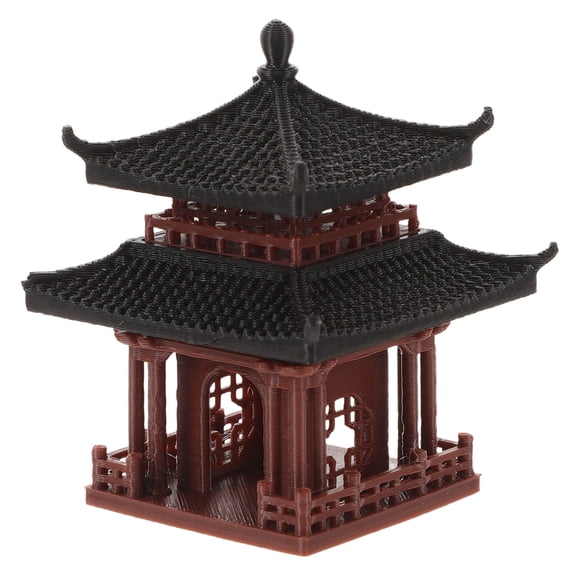 Amosfun Chinese Pavilion Statue Brown PP Cultural Elegance Versatile Decor