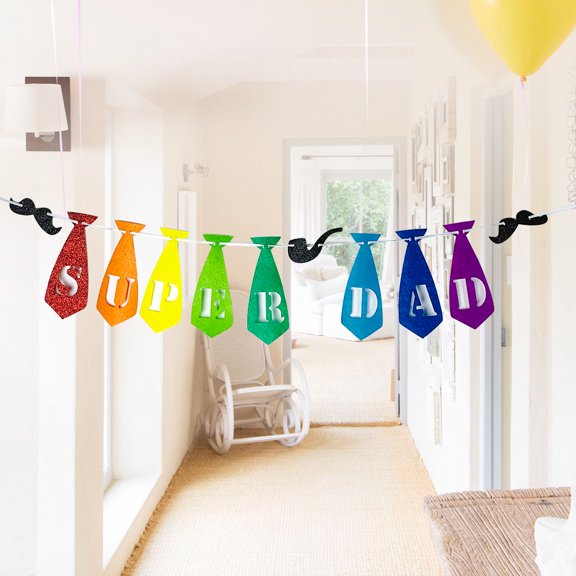 Amosfun Multi Color Dad Banner for Fathers Day Photo Booth and Family Party Decoration