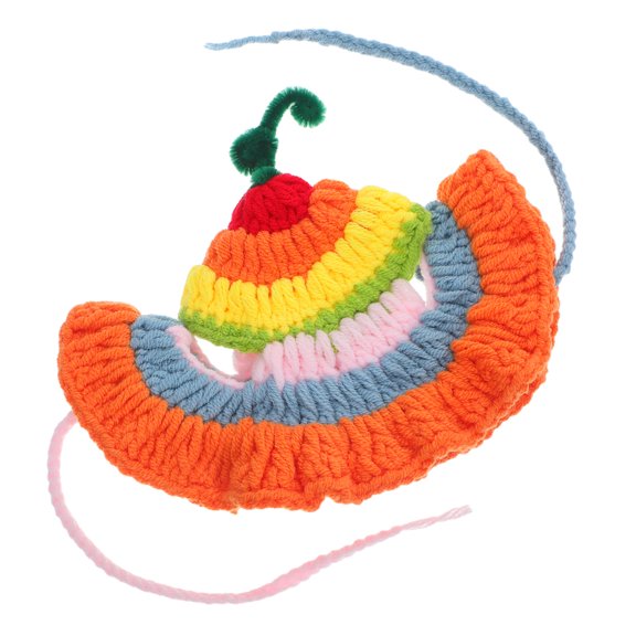 Amosfun Multi Colorful Knitted Cat Hat with Ear Holes Funny Party Accessory for Pets Size 6.3 x 5.1 inches