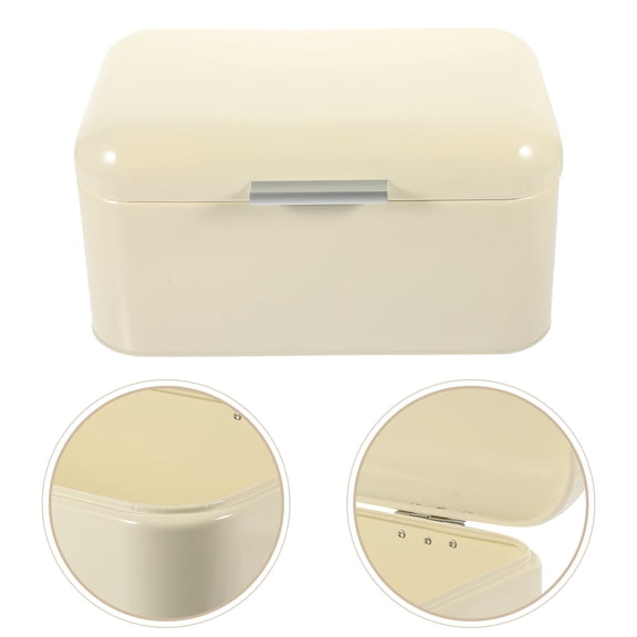 Amosfun White Metal Bread Box for Kitchen Countertop with Fingerprint Resistant Surface