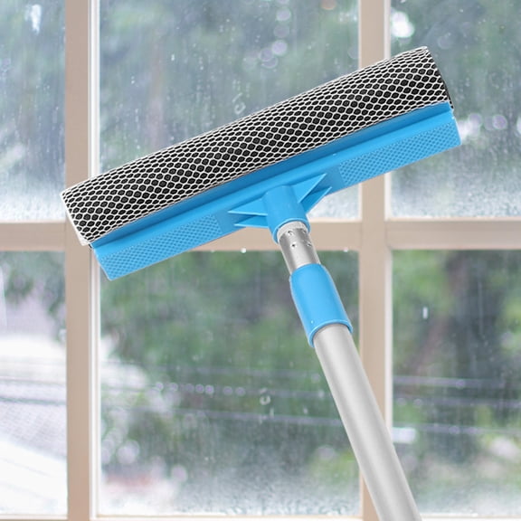 Amosfun Home Use Blue Plastic Window Squeegee and Microfiber Scrubber
