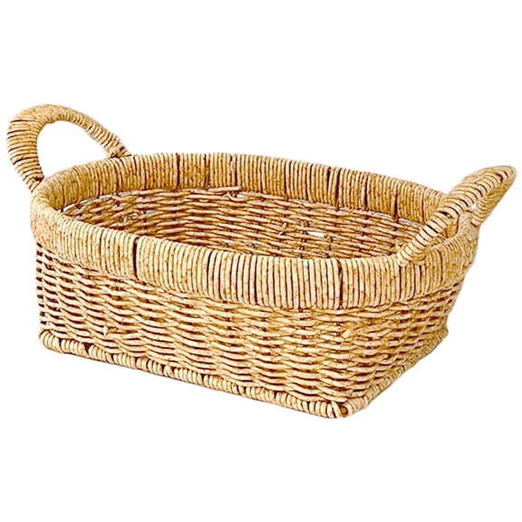 Amosfun Hand Woven Bread Basket Tray for Kitchen Serving and Storage Light Brown