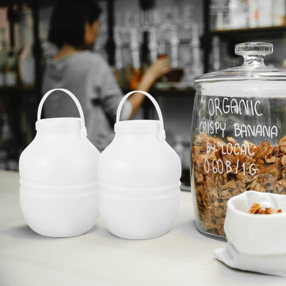 Amosfun Plastic Storage Jar, White, Airtight Design for Home Use, Good Sealing, Portable Handle