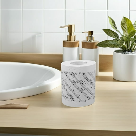 Amosfun Musical Note Toilet Paper Roll Soft Tissue for Home Decorative Music Pattern Bathroom Accessory