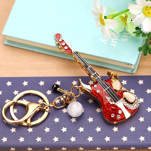 Amosfun Guitar Keychain Sophisticated Design Red 1Pack