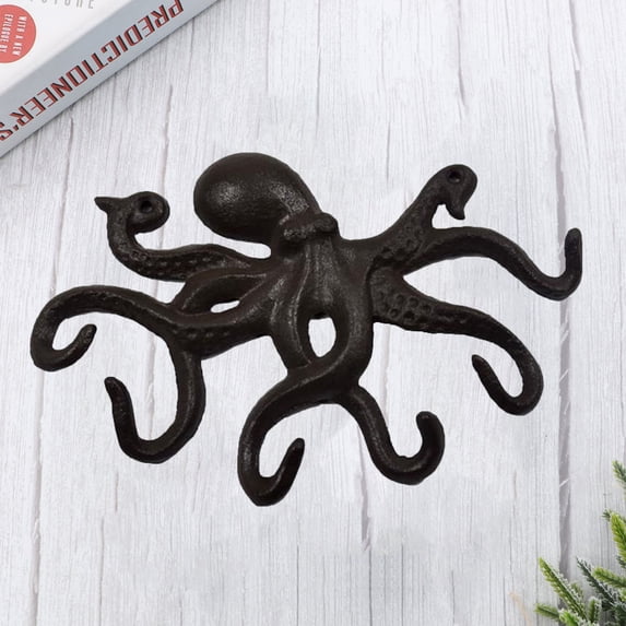 Amosfun Octopus Hook Cast Iron Key Hanger Black Sturdy Home Storage ...