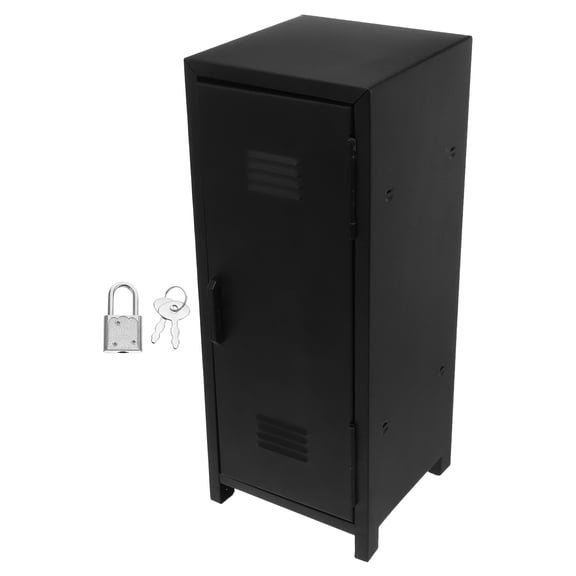 Amosfun Office Metal Locker with Lock Sturdy Black Storage Cabinet for Desk Or Bedroom