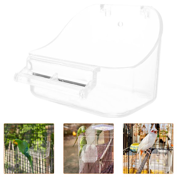 Amosfun Parakeet Bird Bath for Cage Transparent Plastic Practical Bird Bath Container for Small Birds