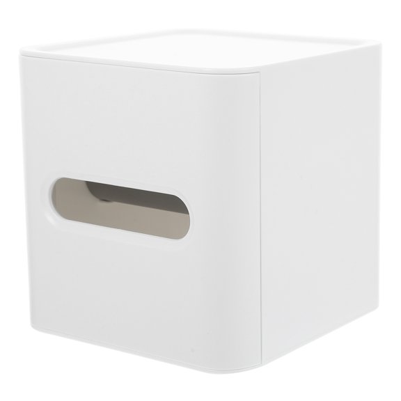 Amosfun Plastic Tissue Paper Box White Square Design for Bathroom and Desktop Storage