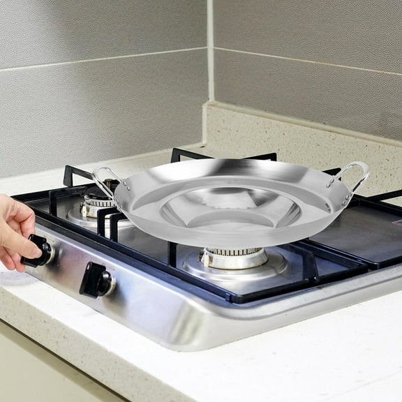Amosfun Convenient Stainless Steel Nonstick Pan Plated Silver with Comfortable Handle