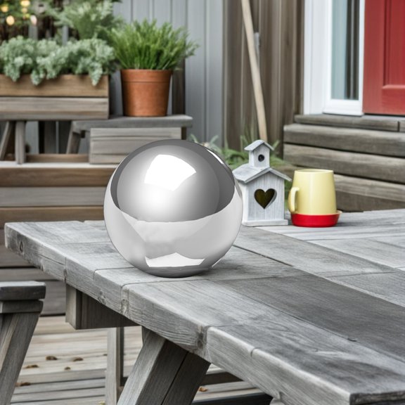 Amosfun Polished Stainless Steel Reflective Sphere for Garden Pond Yard Decorative Use