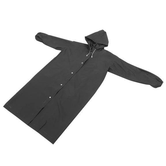 Amosfun Adult Hooded Rain Poncho Black Eva Reusable Cover for Hiking Camping Travel