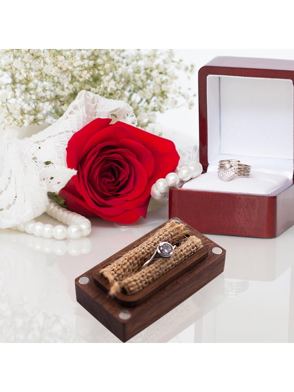 Wooden Ring Storage Box, Light Brown, Scratch-Resistant, Compact and Durable