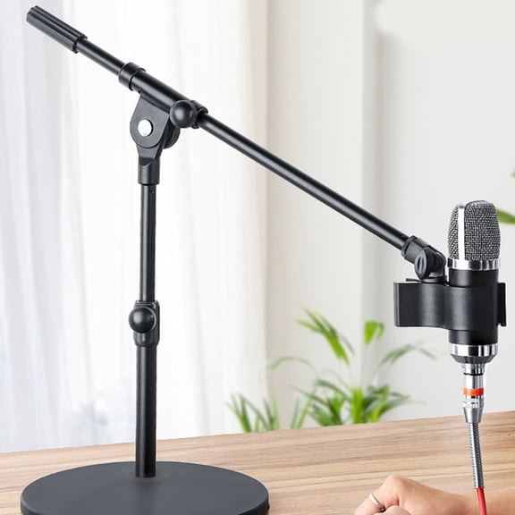 Amosfun Portable Microphone Boom Pole with Telescoping Adjustable Arm, Construction for Home Studio Recording