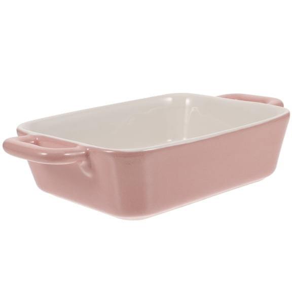 Amosfun Premium Pink Pottery Baking Utensils Oven Safe Ceramic Baking Tray
