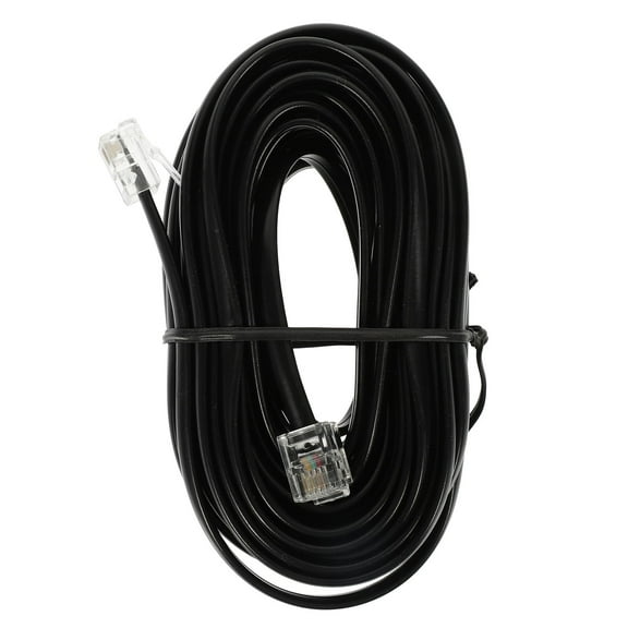 Amosfun Practical Telephone Cords Black PVC Signal Transmission Phone Cable Cord 1Pack
