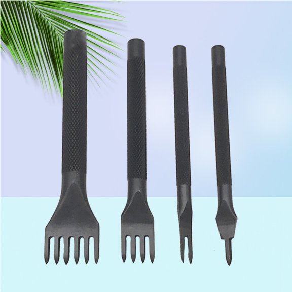 Amosfun 4Pcs Perforating Hand Tools Craft Hole Punch Tool Kit Black Steel for DIY Crafts
