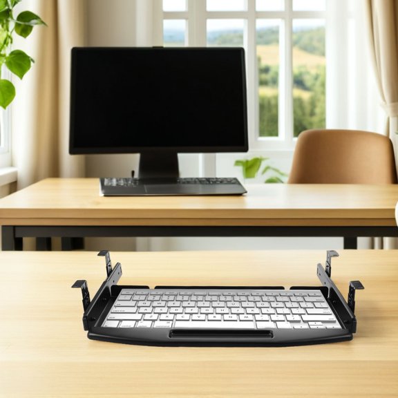 Amosfun Pull Out Keyboard Tray for Desk with Quiet Rail System and Ergonomic Comfort