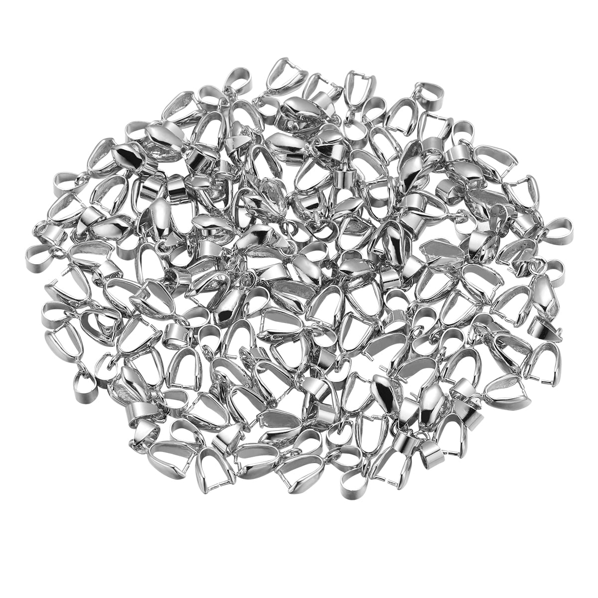 Amosfun ROSENICE 100 Pcs 20mm Metal Pinch Clip Bail Bead Pendant Clasp Necklace Bracelet Connector for DIY Jewelry Findings Accessories